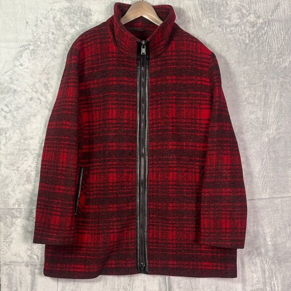 Pendleton Jackets & Blazers - Pendleton Red Black Plaid Wood Full Zip Jacket Size XL